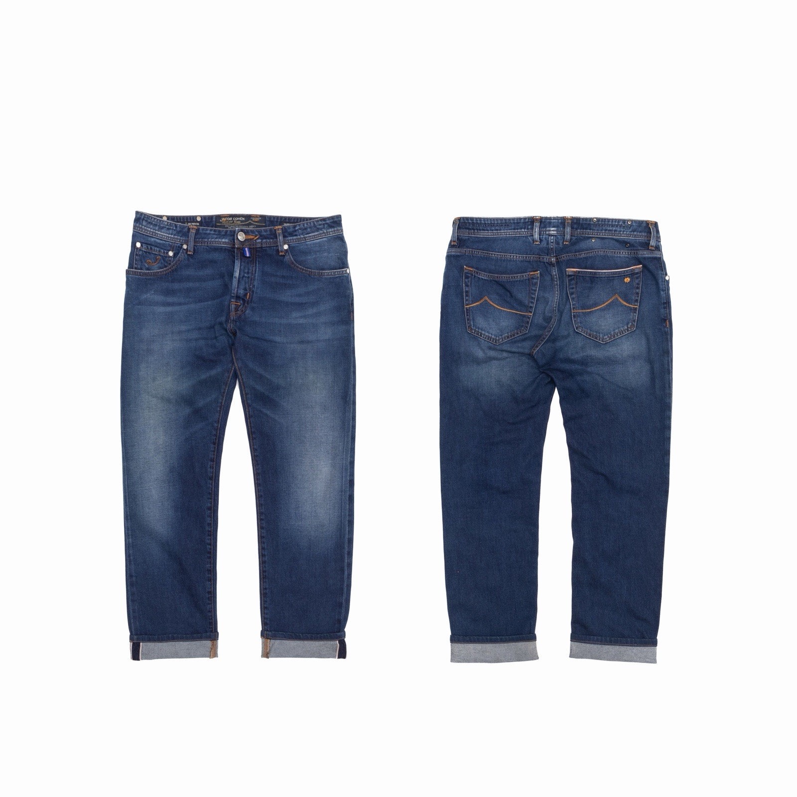 Jacob Cohn 622 Slim Fit Stretch Selvedge Denim Jeans Wash Blue Size 34